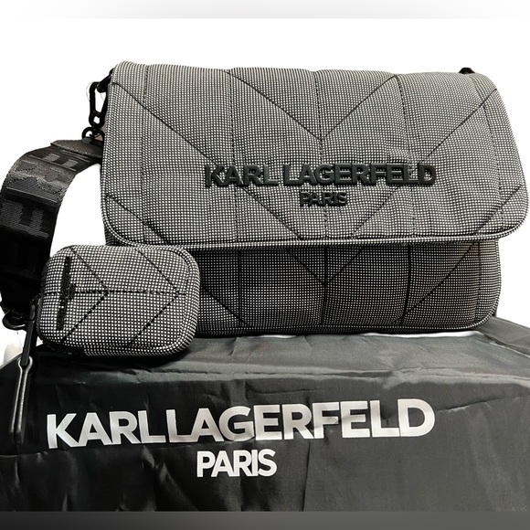 Karl Lagerfeld Handbags - Karl Lagerfeld Paris NWT Black Voyage Neoprene Logo Crossbody Messenger  (P032)
